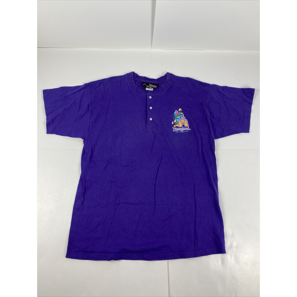 Vintage 80s Disneyland Disney Originals Henley tee shirt Purple XL Single Stitch